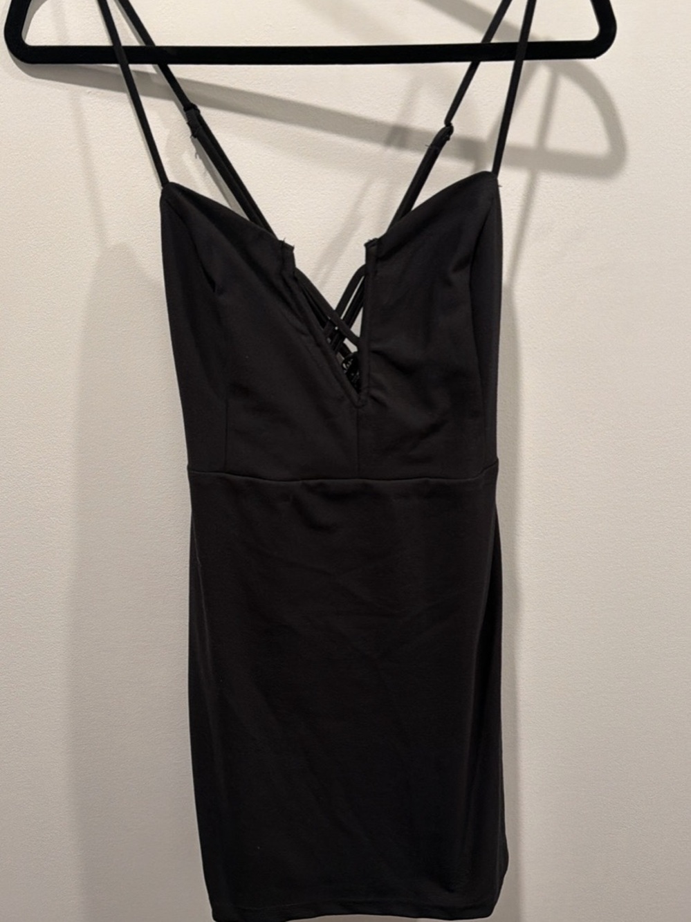 Lulus Black Strappy V-Neck Bodycon Dress - Women